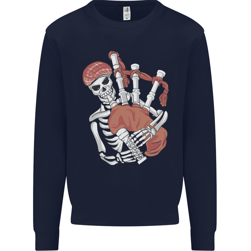 A Skeleton Playing the Bagpipes Kids Sweatshirt Jumper Navy Blue