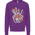 A Skeleton Playing the Bagpipes Kids Sweatshirt Jumper Purple