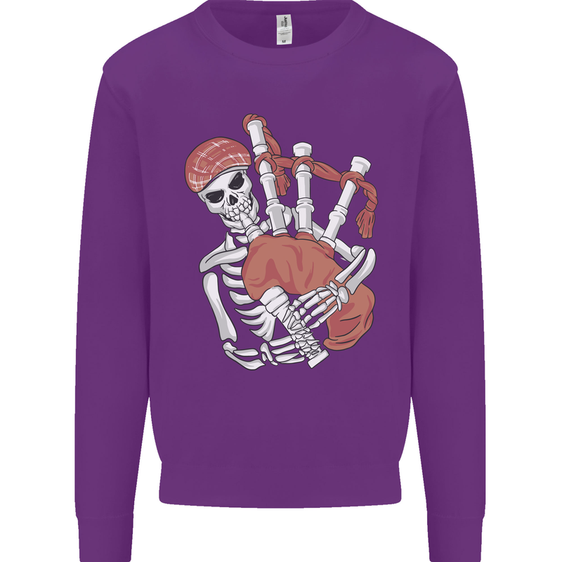 A Skeleton Playing the Bagpipes Kids Sweatshirt Jumper Purple