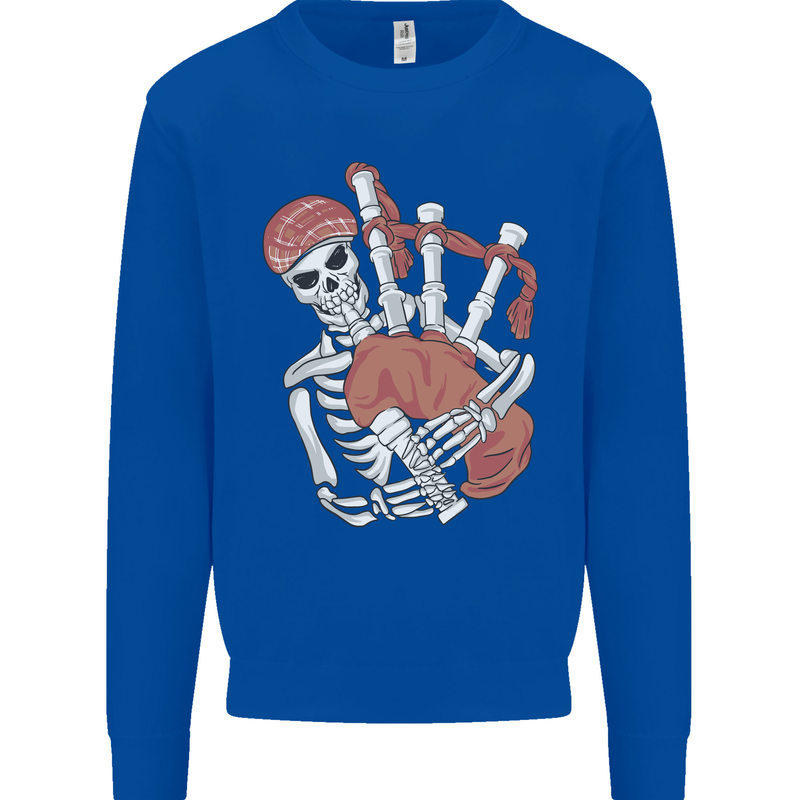 A Skeleton Playing the Bagpipes Kids Sweatshirt Jumper Royal Blue