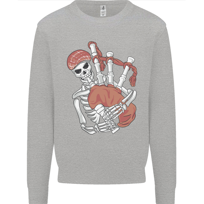 A Skeleton Playing the Bagpipes Kids Sweatshirt Jumper Sports Grey