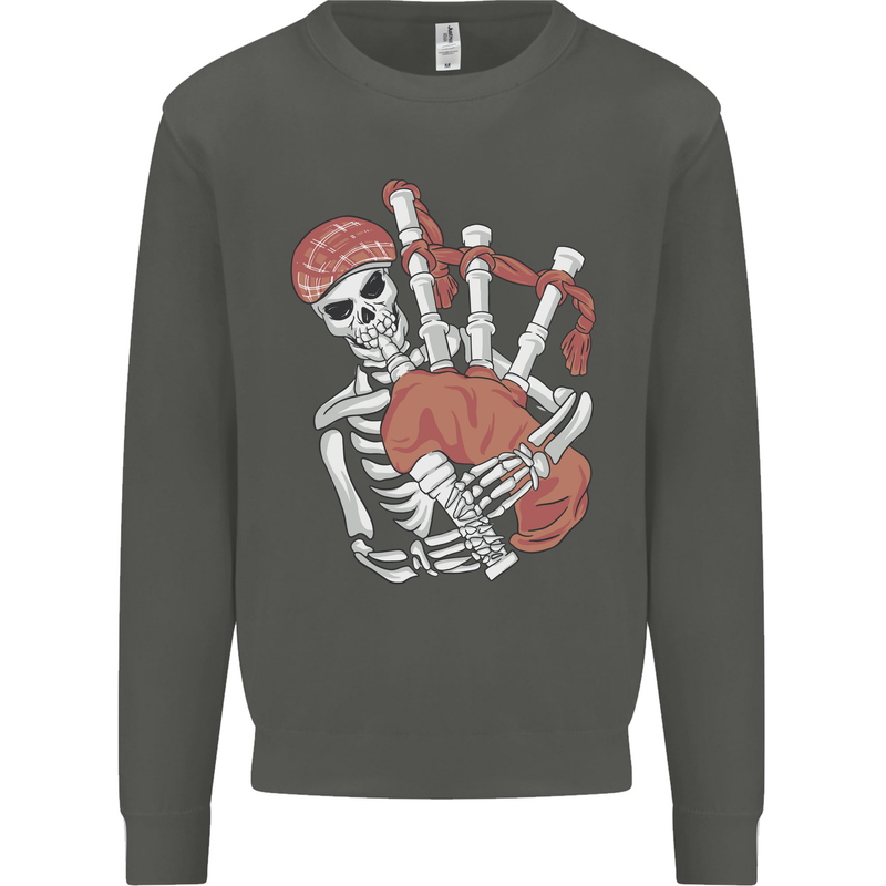 A Skeleton Playing the Bagpipes Kids Sweatshirt Jumper Storm Grey