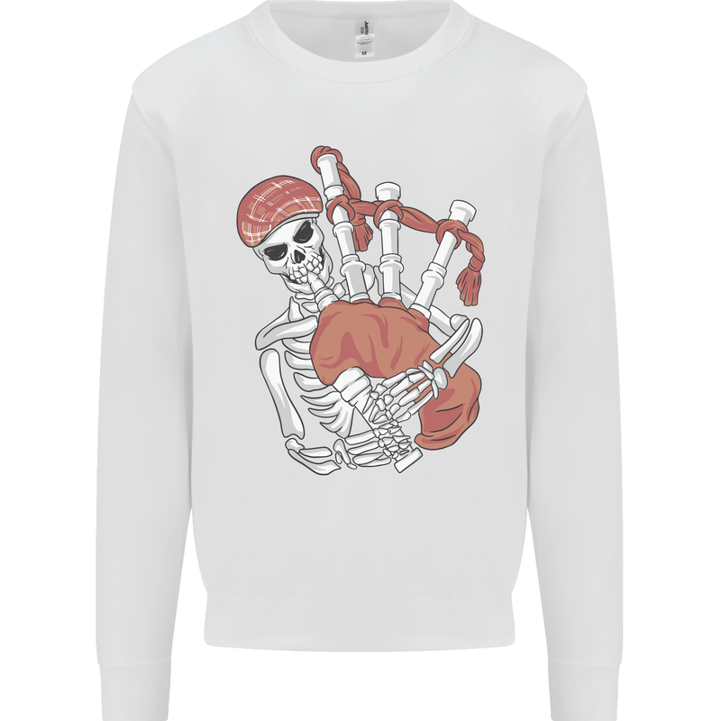 A Skeleton Playing the Bagpipes Kids Sweatshirt Jumper White