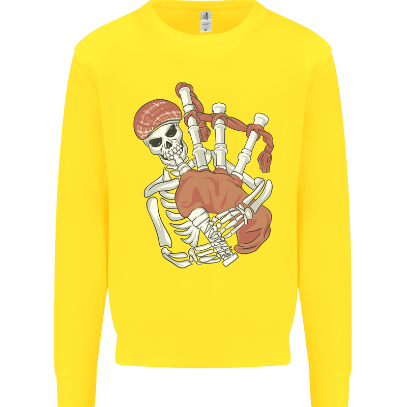 A Skeleton Playing the Bagpipes Kids Sweatshirt Jumper Yellow