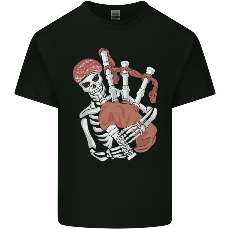 A Skeleton Playing the Bagpipes Kids T-Shirt Childrens Black