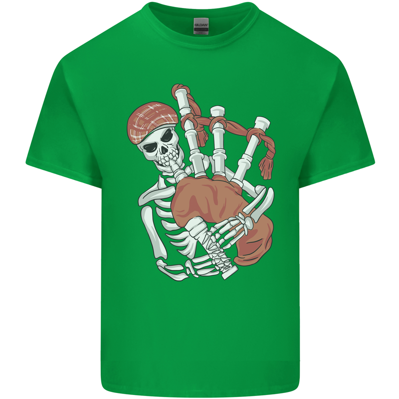 A Skeleton Playing the Bagpipes Kids T-Shirt Childrens Irish Green