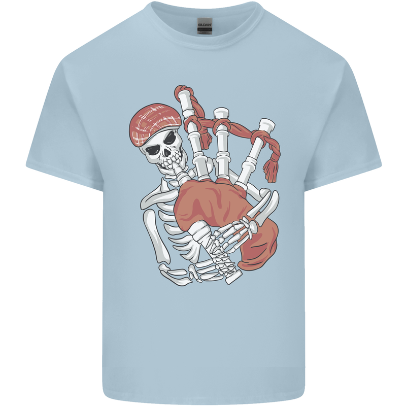 A Skeleton Playing the Bagpipes Kids T-Shirt Childrens Light Blue