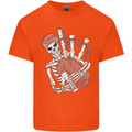 A Skeleton Playing the Bagpipes Kids T-Shirt Childrens Orange