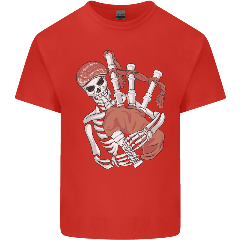 A Skeleton Playing the Bagpipes Kids T-Shirt Childrens Red