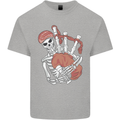 A Skeleton Playing the Bagpipes Kids T-Shirt Childrens Sports Grey