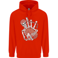 A Skeleton Playing the Bagpipes Mens 80% Cotton Hoodie Bright Red