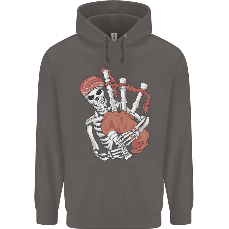 A Skeleton Playing the Bagpipes Mens 80% Cotton Hoodie Charcoal