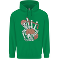 A Skeleton Playing the Bagpipes Mens 80% Cotton Hoodie Irish Green