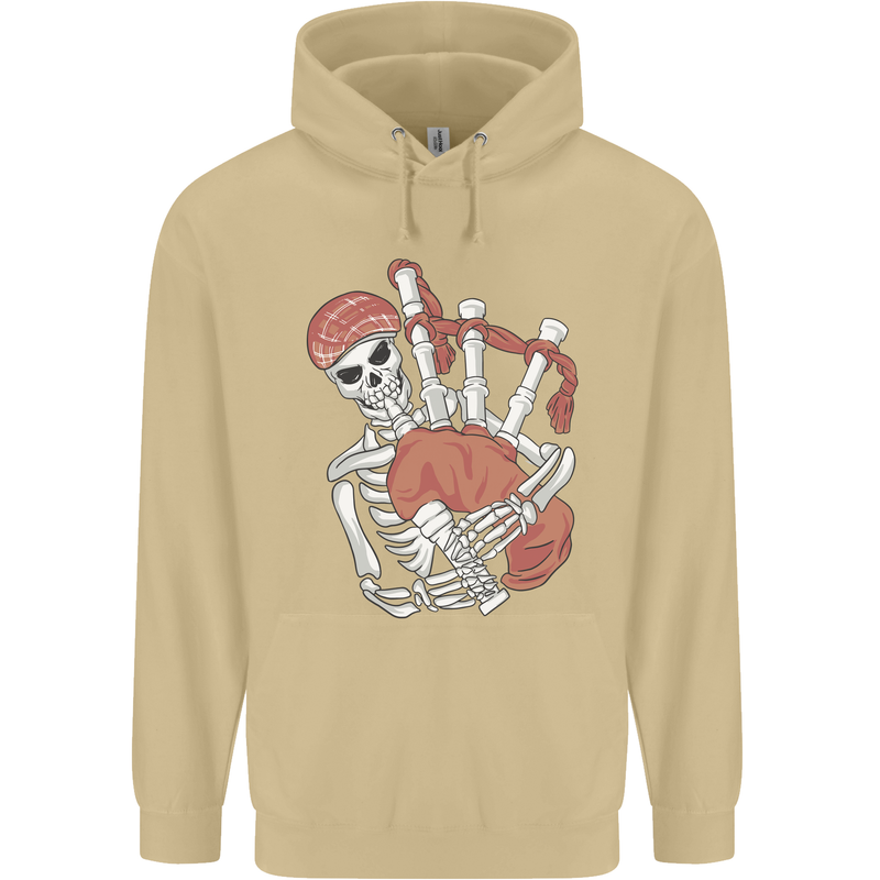 A Skeleton Playing the Bagpipes Mens 80% Cotton Hoodie Sand