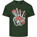 A Skeleton Playing the Bagpipes Mens Cotton T-Shirt Tee Top Forest Green