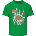 A Skeleton Playing the Bagpipes Mens Cotton T-Shirt Tee Top Irish Green