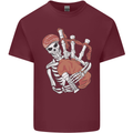 A Skeleton Playing the Bagpipes Mens Cotton T-Shirt Tee Top Maroon