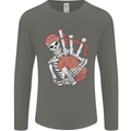 A Skeleton Playing the Bagpipes Mens Long Sleeve T-Shirt Charcoal