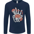 A Skeleton Playing the Bagpipes Mens Long Sleeve T-Shirt Navy Blue