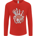 A Skeleton Playing the Bagpipes Mens Long Sleeve T-Shirt Red