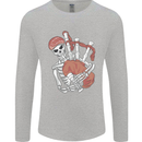 A Skeleton Playing the Bagpipes Mens Long Sleeve T-Shirt Sports Grey