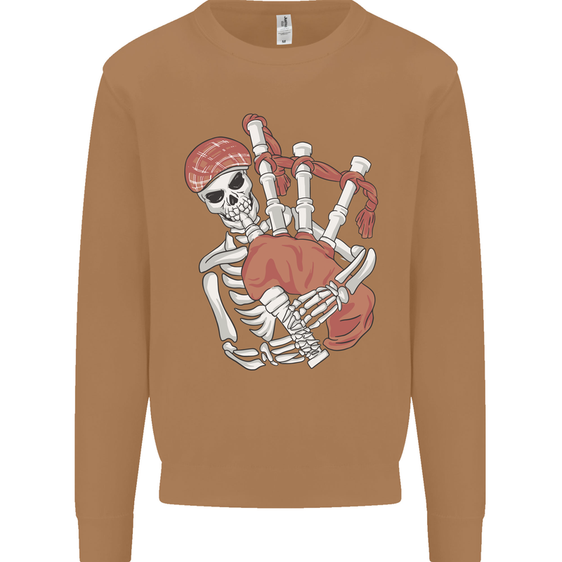 A Skeleton Playing the Bagpipes Mens Sweatshirt Jumper Caramel Latte