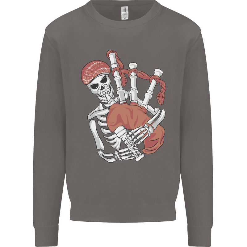 A Skeleton Playing the Bagpipes Mens Sweatshirt Jumper Charcoal