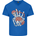 A Skeleton Playing the Bagpipes Mens V-Neck Cotton T-Shirt Royal Blue