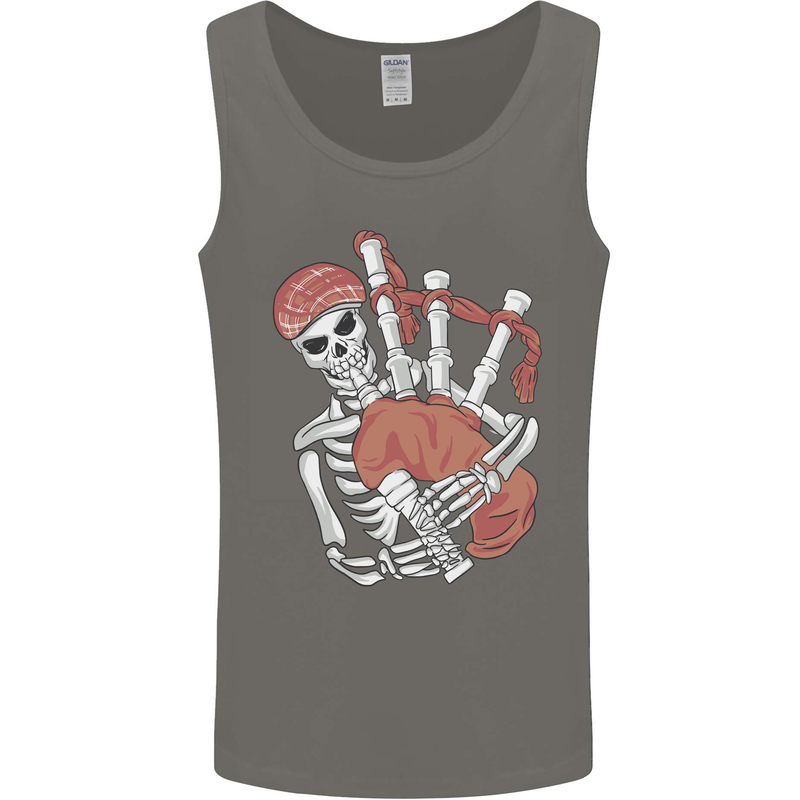 A Skeleton Playing the Bagpipes Mens Vest Tank Top Charcoal