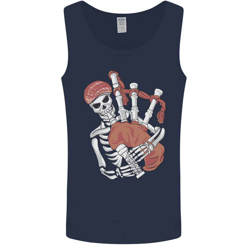 A Skeleton Playing the Bagpipes Mens Vest Tank Top Navy Blue