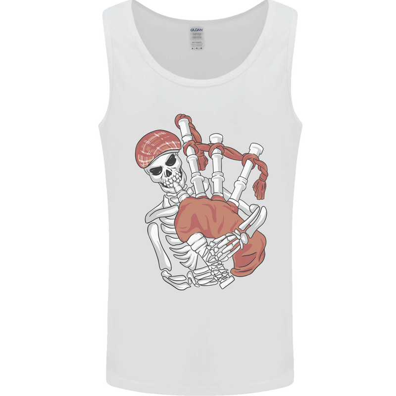 A Skeleton Playing the Bagpipes Mens Vest Tank Top White