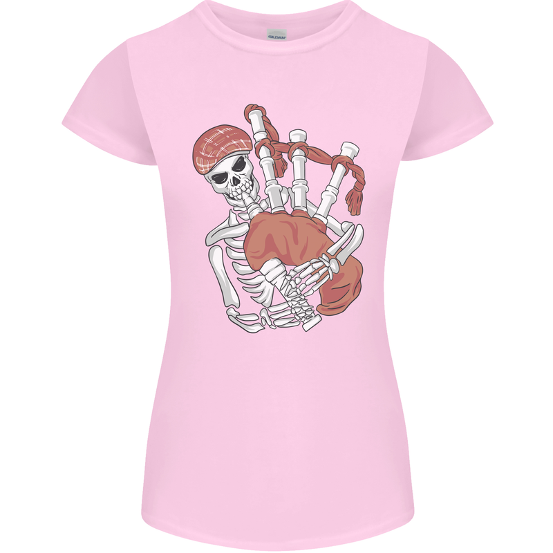 A Skeleton Playing the Bagpipes Womens Petite Cut T-Shirt Light Pink