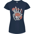 A Skeleton Playing the Bagpipes Womens Petite Cut T-Shirt Navy Blue