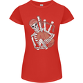 A Skeleton Playing the Bagpipes Womens Petite Cut T-Shirt Red