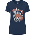 A Skeleton Playing the Bagpipes Womens Wider Cut T-Shirt Navy Blue