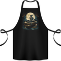 A Skeleton & Coffin in a Graveyard Halloween Cotton Apron 100% Organic Black