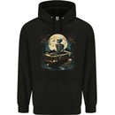 A Skeleton & Coffin in a Graveyard Halloween Mens 80% Cotton Hoodie Black