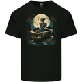 A Skeleton & Coffin in a Graveyard Halloween Mens Cotton T-Shirt Tee Top BLACK