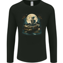 A Skeleton & Coffin in a Graveyard Halloween Mens Long Sleeve T-Shirt Black