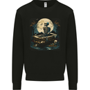 A Skeleton & Coffin in a Graveyard Halloween Mens Sweatshirt Jumper Black