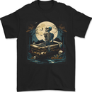 A Skeleton & Coffin in a Graveyard Halloween Mens T-Shirt 100% Cotton Black