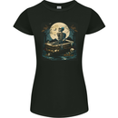 A Skeleton & Coffin in a Graveyard Halloween Womens Petite Cut T-Shirt Black