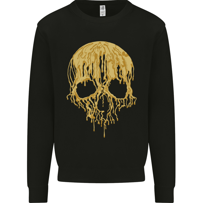 A Skull Dripping in Gold Kids Sweatshirt Jumper Black