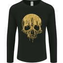 A Skull Dripping in Gold Mens Long Sleeve T-Shirt Black