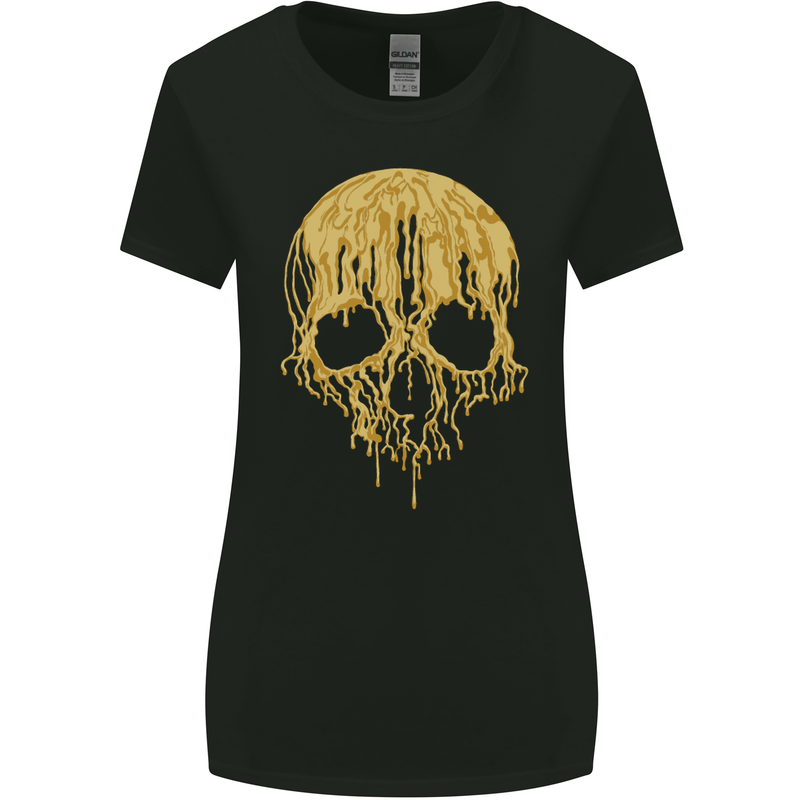 A Skull Dripping in Gold Womens Wider Cut T-Shirt Black