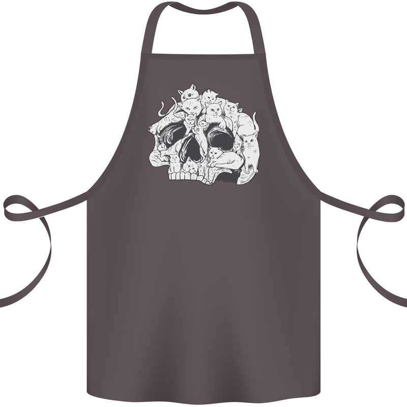 A Skull Made of Cats Cotton Apron 100% Organic Dark Grey