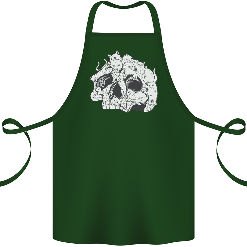 A Skull Made of Cats Cotton Apron 100% Organic Forest Green