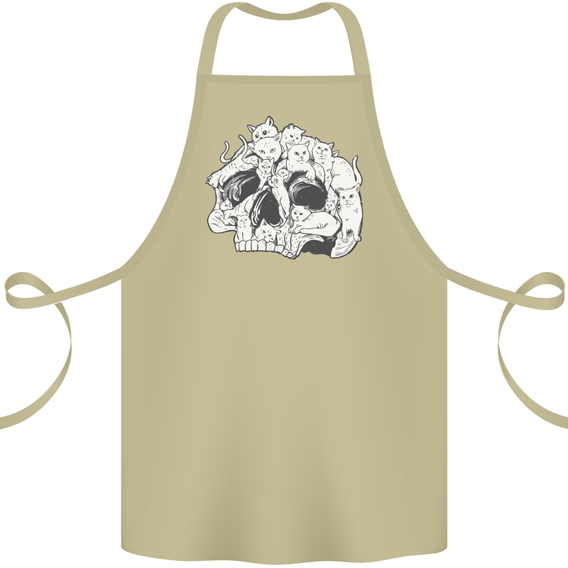 A Skull Made of Cats Cotton Apron 100% Organic Khaki
