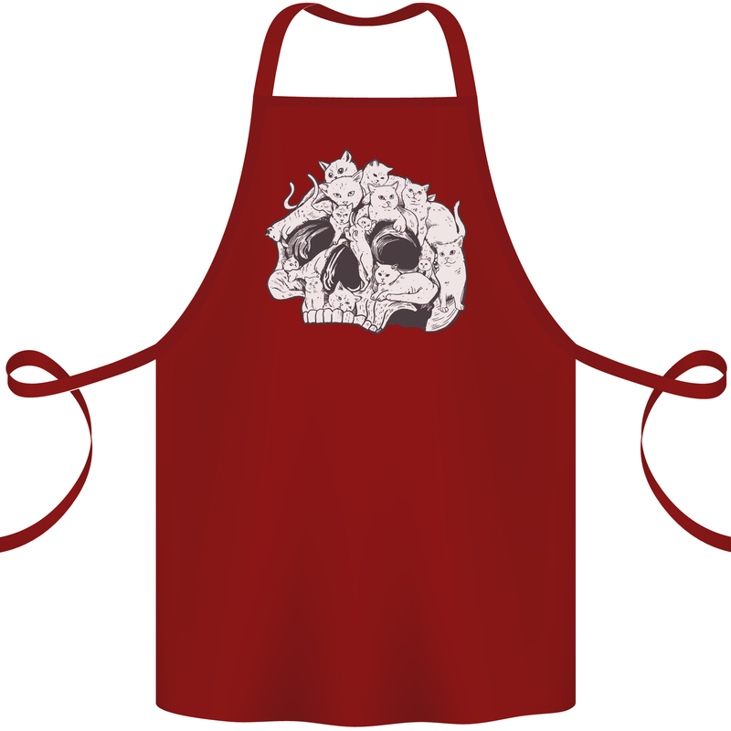 A Skull Made of Cats Cotton Apron 100% Organic Maroon
