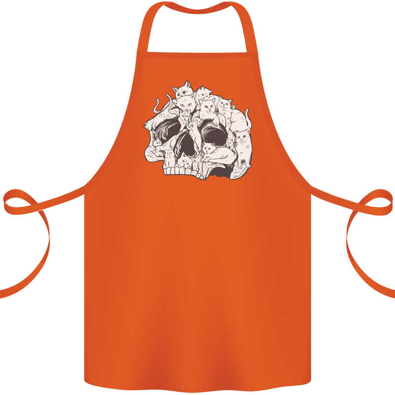 A Skull Made of Cats Cotton Apron 100% Organic Orange
